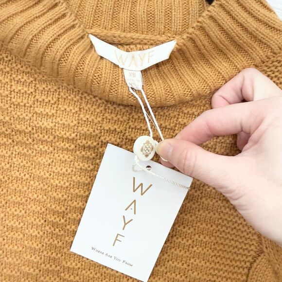 NWT Women WAYF Dani Side Lace-up Sweater In Camel Size Extra Small - Picture 7 of 9